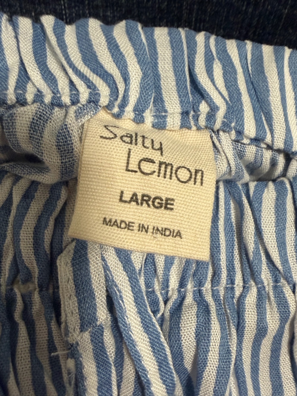 Salty Lemon Women’s Blue White Striped Pull On Shorts Rayon Elastic Waist Size L - Picture 4 of 9